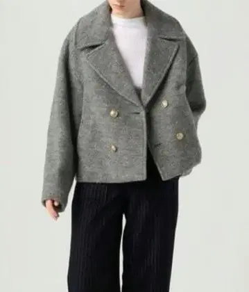 맥피 시프 파일 숏 피코트 그레이