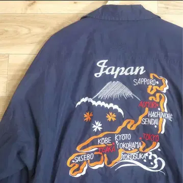 미국 빈티지 의류 GEAR XL 일본 지도 자수 점퍼 블루종