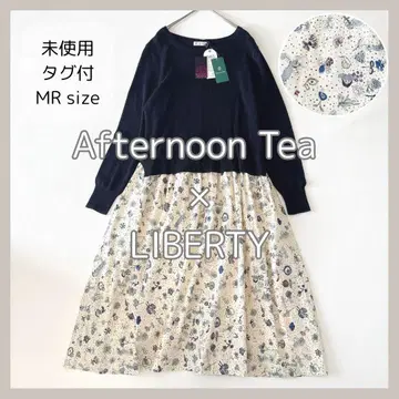 [ 새상품 ] 애프터눈 티 x 리버티 콜라보 네이비 도킹 원피스