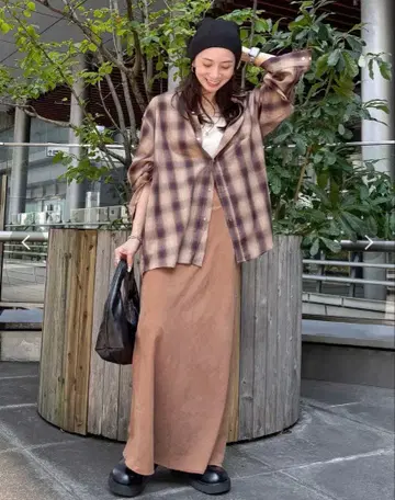 택 포함 새상품 Ungrid 빅 루즈 체크 셔츠