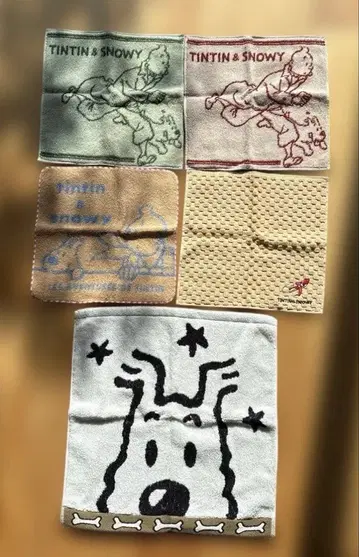 땡땡 TINTIN 타월 손수건 페이스 타월 스노위 5개