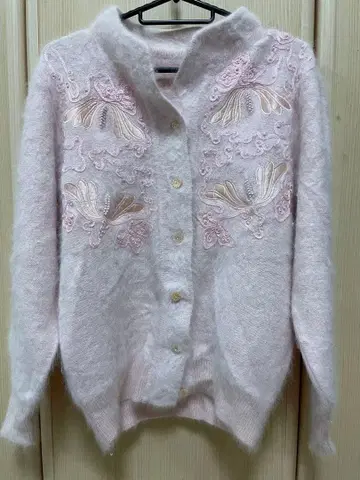 자수 펄 니트 가디건 빈티지