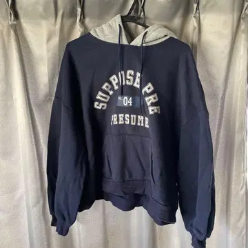 캐주얼 로고 후드티 네이비