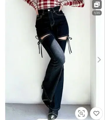 RESEXXY 컷 아웃 리본 데님 팬츠 블랙