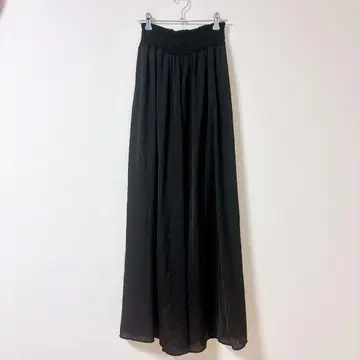 무루아 롱 스커트 F 블랙 허리밴딩 안감 심플 봄 여름