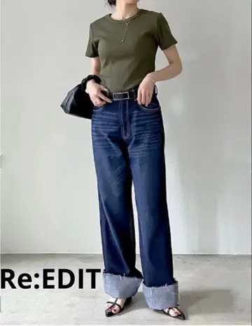 미사용,Re:EDIT 롤업 데님