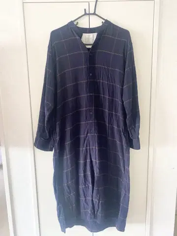 MUJI 네이비 체크 무늬 플란넬 원피스 XXS-XS