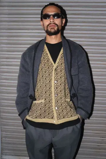 exodus 기하학 패턴 니트 가디건 엑소더스 L 사이즈