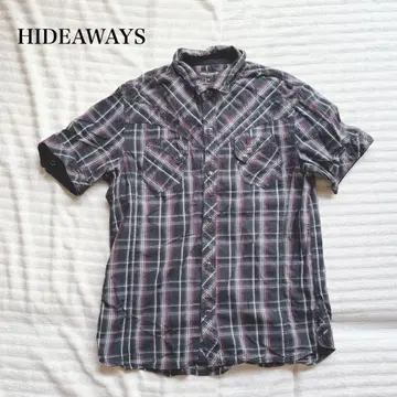 하이 다 웨이 반팔 셔츠 빈티지 구제 의류 체크 무늬 캐주얼 코튼