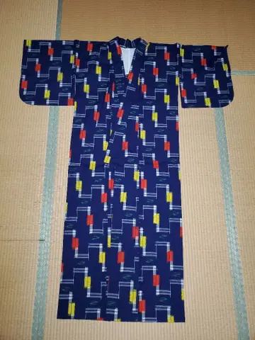 기하학 패턴 캐주얼 기모노 네이비 컬러