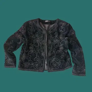 노카라 자켓 자수 비즈 크리스마스 포멀 레트로 구제 의류