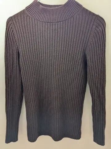 무인 브라운 리브 긴팔 니트