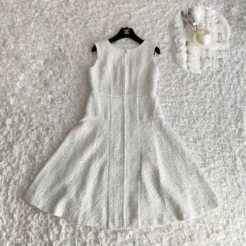 새상품급 플리마켓 MIX 트위드 프론트 펄 지퍼 원피스 펄