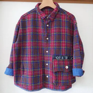 카이세이도 타탄 체크 겉옷 셔츠