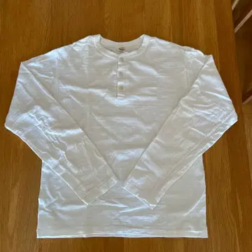 WAREHOUSE 화이트 버튼 헨리넥 T셔츠 M