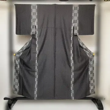 No.2808 미사용 시리즈 순수 실크 격자 도트 무늬 코몬 새상품급