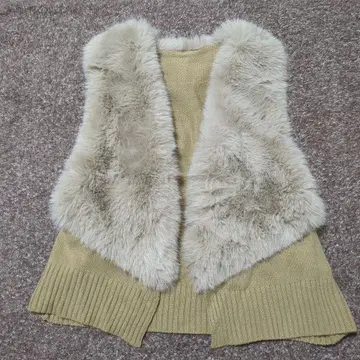 니트 베스트 M 카멜 인조 모피