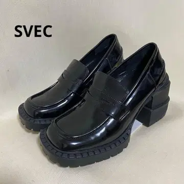 SVEC 슈베크 블록힐 페니 로퍼 펌프스 블랙