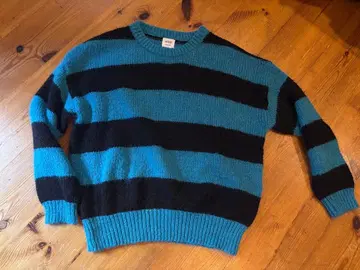 PUNK 스타일 보더 스웨터 파랑과 블랙 스트라이프 니트 스웨터