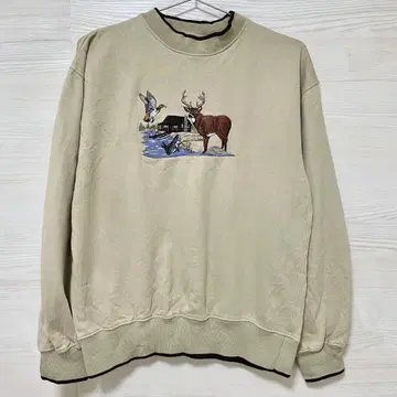 WOODLAND TRAIL 트레이닝복 M 맨투맨 구제 의류 자수 베이지