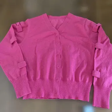 쿠미쿄쿠 V넥 가디건 리본 양모 혼방