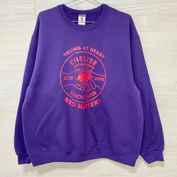 JERZEES 저지 트레이닝복 XL 맨투맨 프린트 구제 의류 보라색