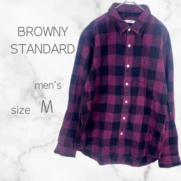 브라우니 스탠다드 체크 셔츠 긴팔 코튼 100 가을/겨울 캐주얼