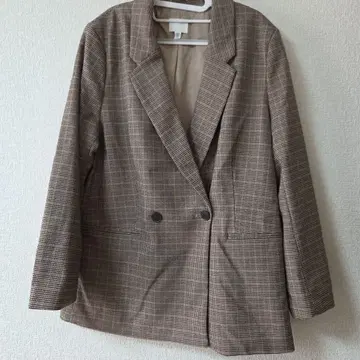 브라운 체크 테일러드 자켓 M