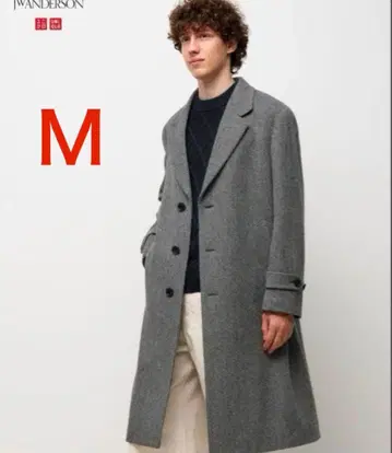 [ 시침질 실 포함 ] JW 앤더슨 유니클로 체스터 코트 M 그레이