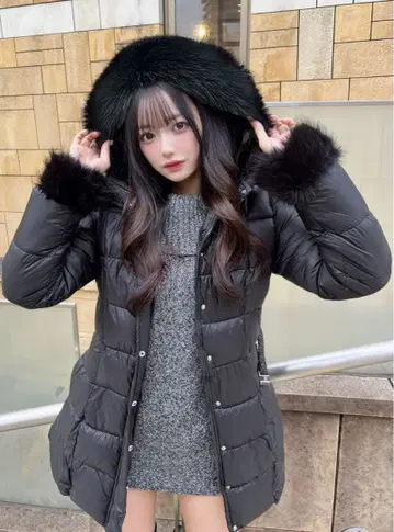 GRL 벨트 포함 퍼 A라인 다운 코트[kd79]