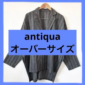 여성용 antiqua 그레이와 블랙 스트라이프 오버 사이즈 자켓