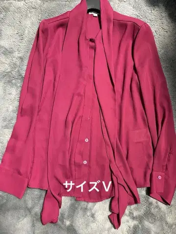 나라 까미체 사이즈 V 리본 포함 긴팔 셔츠