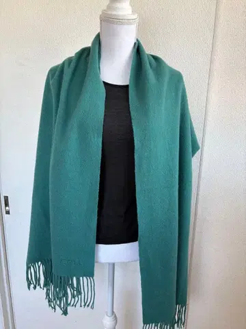 FURLA 그린 프린지 대형 스톨 캐시미어