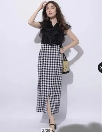 아푸와이저 리셰 깅엄 체크 타이트 스커트 M 사이즈