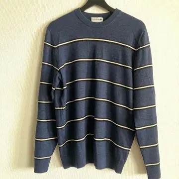 주말 10% 가격 인하 Lacoste 네이비 스트라이프 스웨터