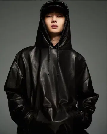 A Leather Hooded Sweatshirts