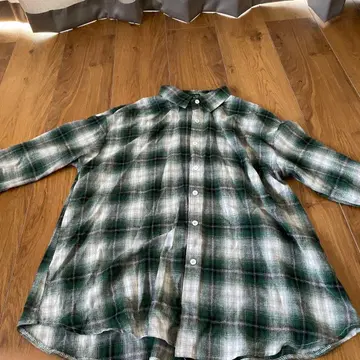 그린 계열 체크 플란넬 셔츠 긴팔