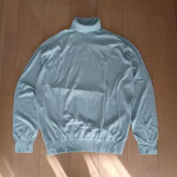 타이틀리스트 남성용 라이트 블루 터틀넥 스웨터 모 100% LL