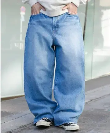 라이트 블루 와이드 데님 팬츠 WEGO