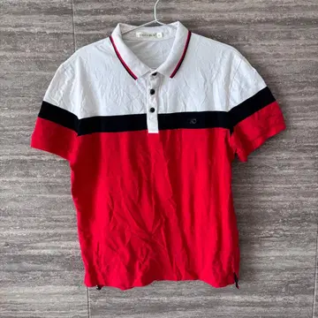 YIGUCHUN 피케 셔츠 XL 트리콜로르 반팔 해외 구제 의류