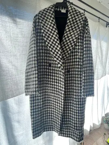 ELIN 하운드투스 패턴 울 롱 코트