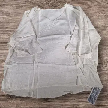 [ 2XL ] 넉넉한 린넨 혼방 V넥 블라우스 미색 성숙 캐주얼