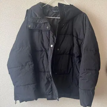 RagOut 블랙 다운 자켓 후드 부착