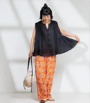 FREAKS STORE 꽃무늬 이지 팬츠 오렌지 바틱