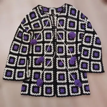 jouetie 크로셰 뜨기 그래니 스퀘어 가디건