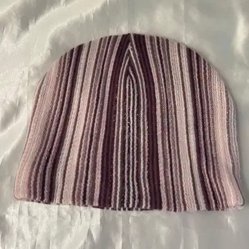 스트라이프 라메 비니 핑크 계열 로즈 계열 모자