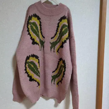 남성용 핑크 니트 구제 의류