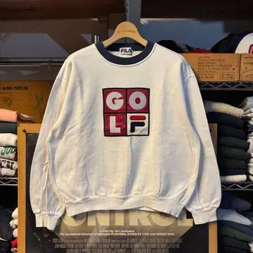 00s Y2K FILA 휠라 크롭 맨투맨 로고 덤 스퀘어