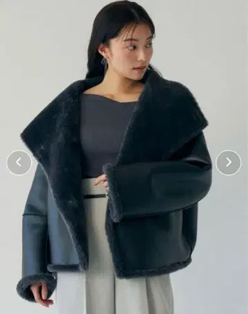 lagunamoon 페이크 무스탕 스탠드 카라 코트 차콜