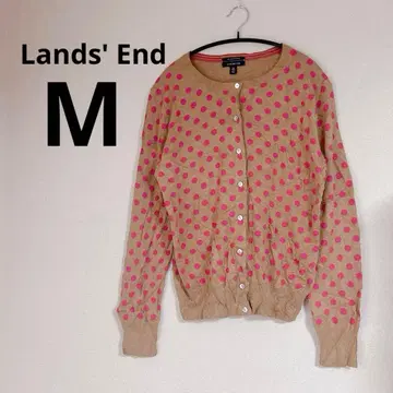 새상품급 Lands' End [ M ] 베이지 핑크 도트 가디건